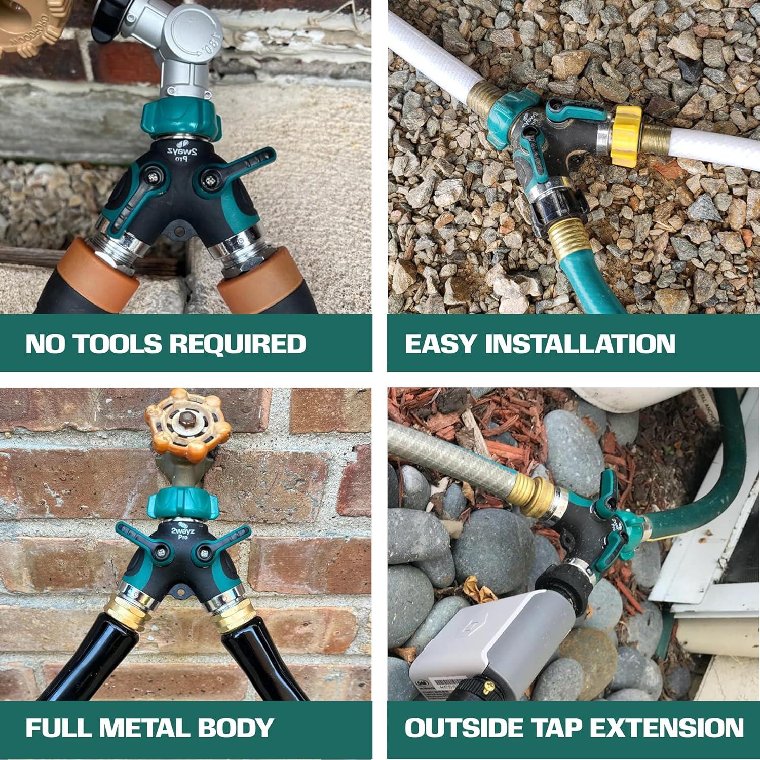 2WAYZ Dual Outlet Water Hose Splitter - 360° Rotation