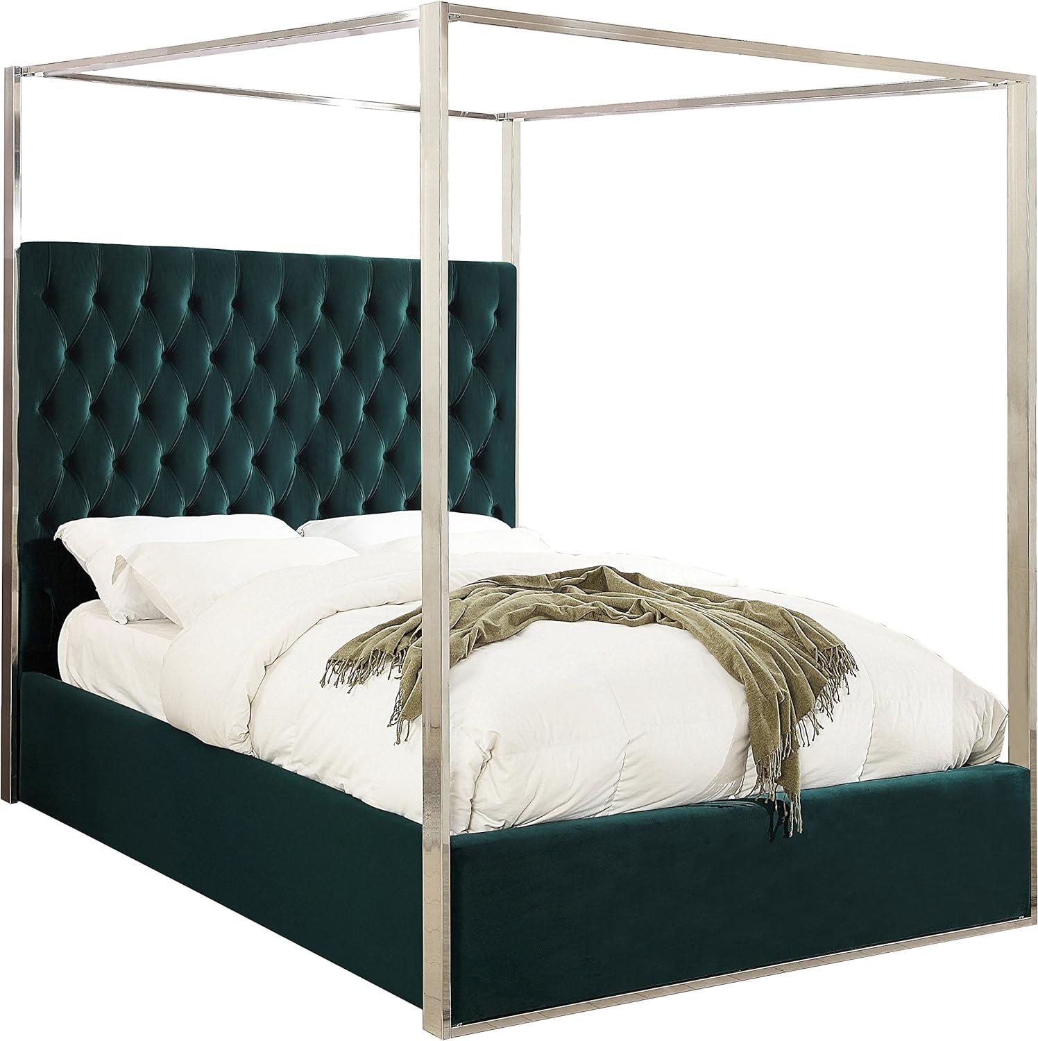 Porter Green Velvet Queen Bed-Color:Green Velvet,Style:Contemporary