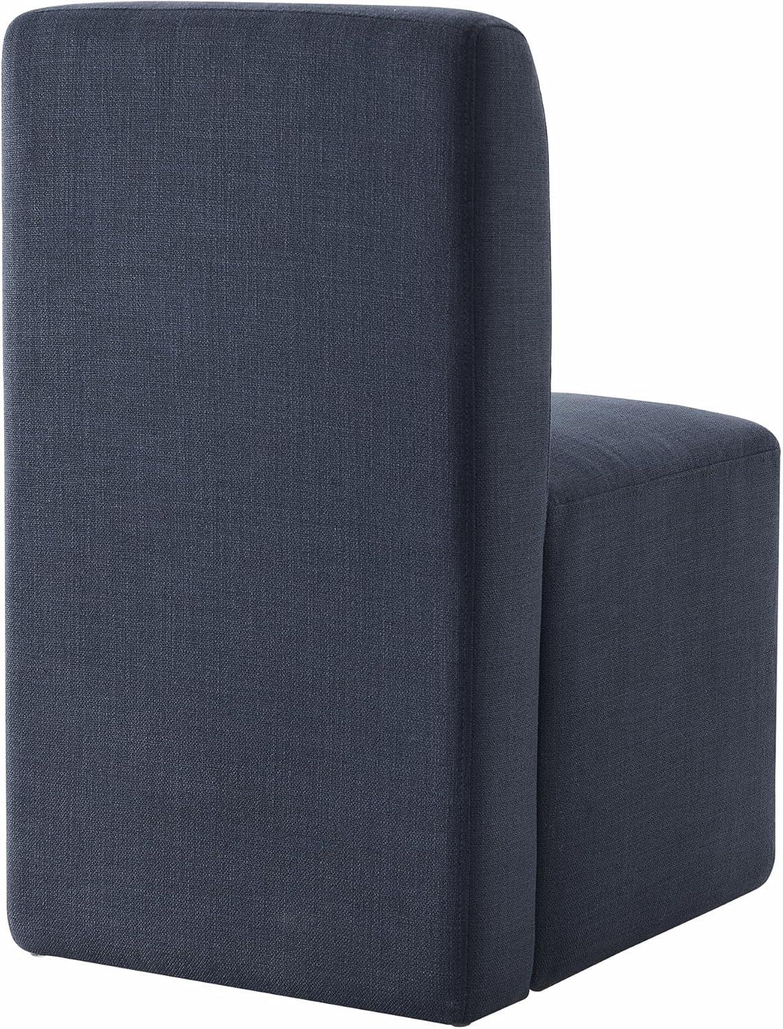 Insignia Blue Upholstered Parsons Side Chair with Wood Frame