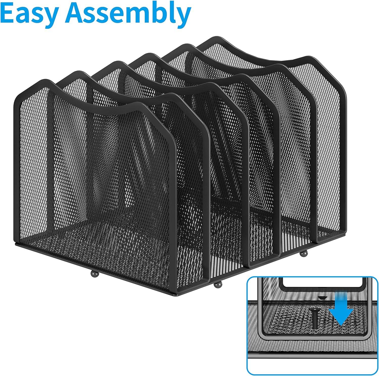 Latitude Run® Black 2 Pack - 5-Section Mesh Desktop File Sorters for Home & Office