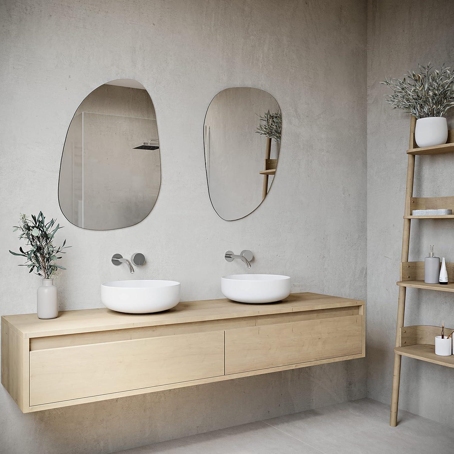 DWELLER Irregular Mirror for Wall Decor 36.2"x27.1", Asymmetrical Mirror, Modern Frameless Wall Mirror for Bathroom Bedroom Entryway Living Room Vanity