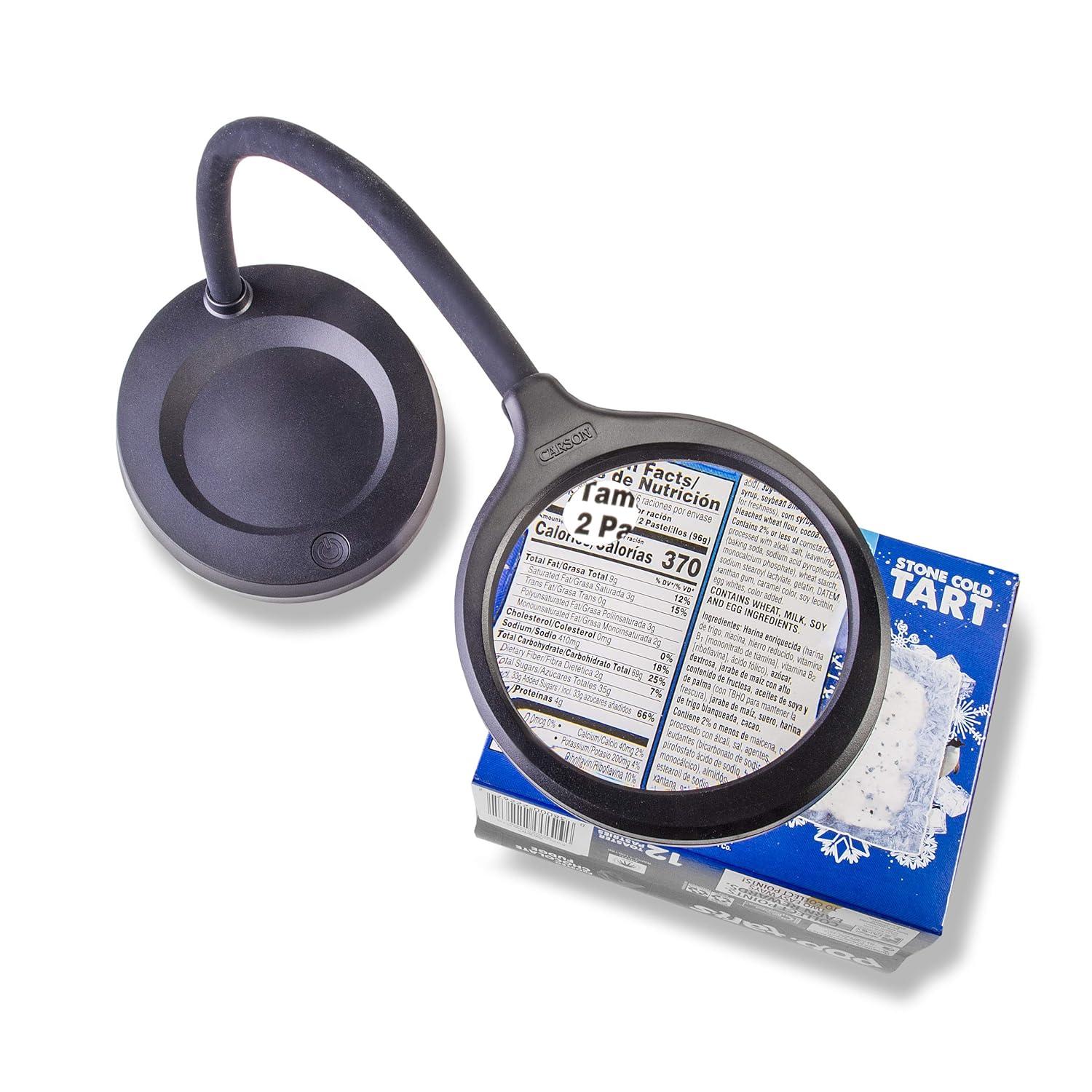 CARSON® DeskBrite™ 300 2x Aspheric COB LED Desk Top Magnifier with 5x Spot Lens in Black