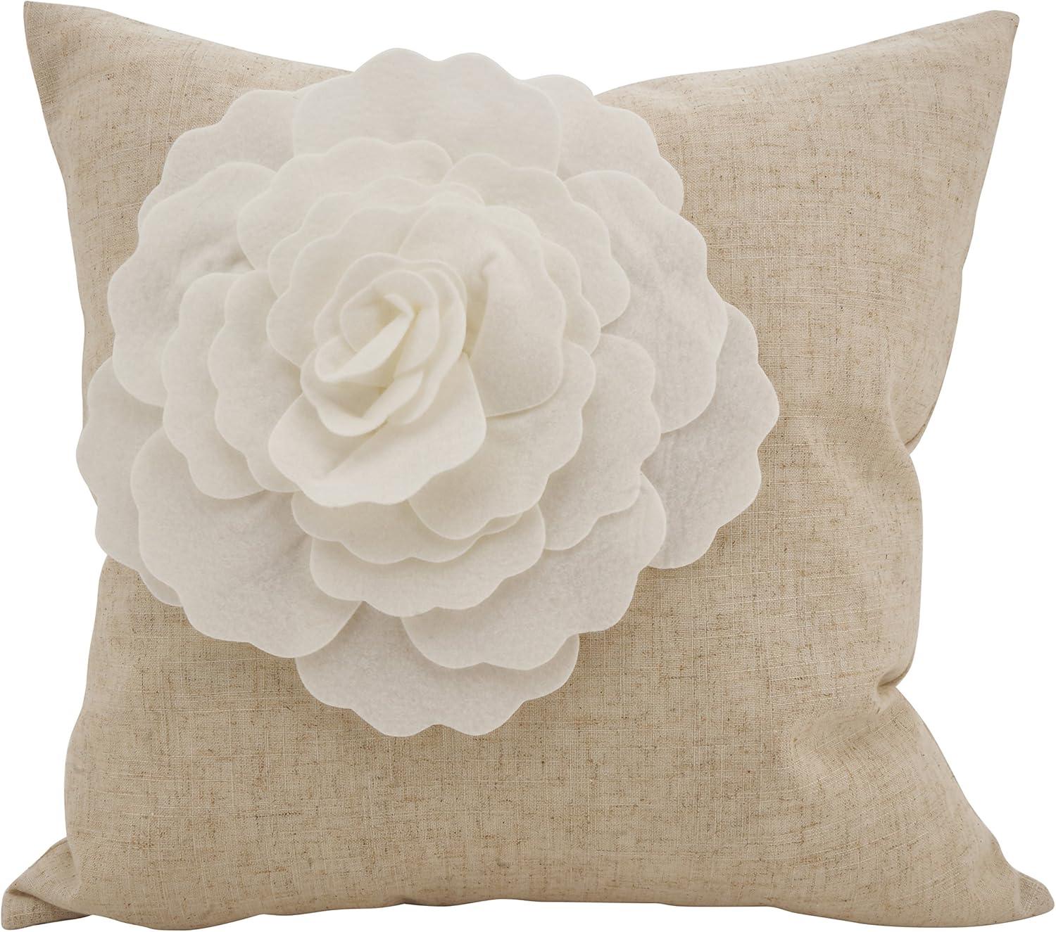 Saro Lifestyle Lotus Flower Felt Poly Filled Throw Pillow