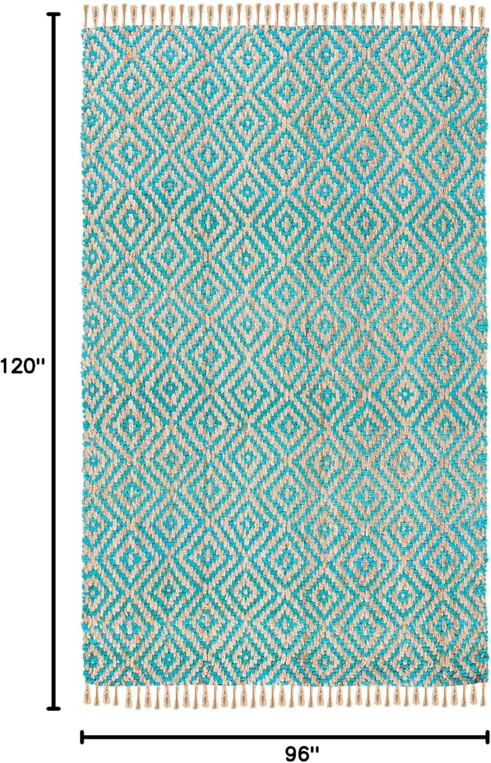 Natural Fiber NF266 Hand Woven Indoor Area Rug - Turquoise/Natural - 8'x10' - Safavieh.