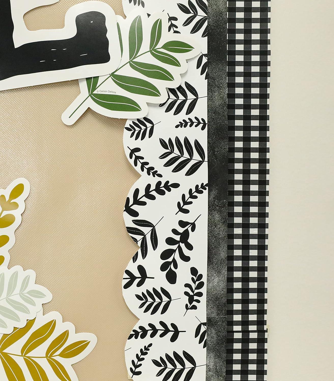 Carson Dellosa 65' Black Gingham Rolled Scalloped Bulletin Board Borders (1 roll)