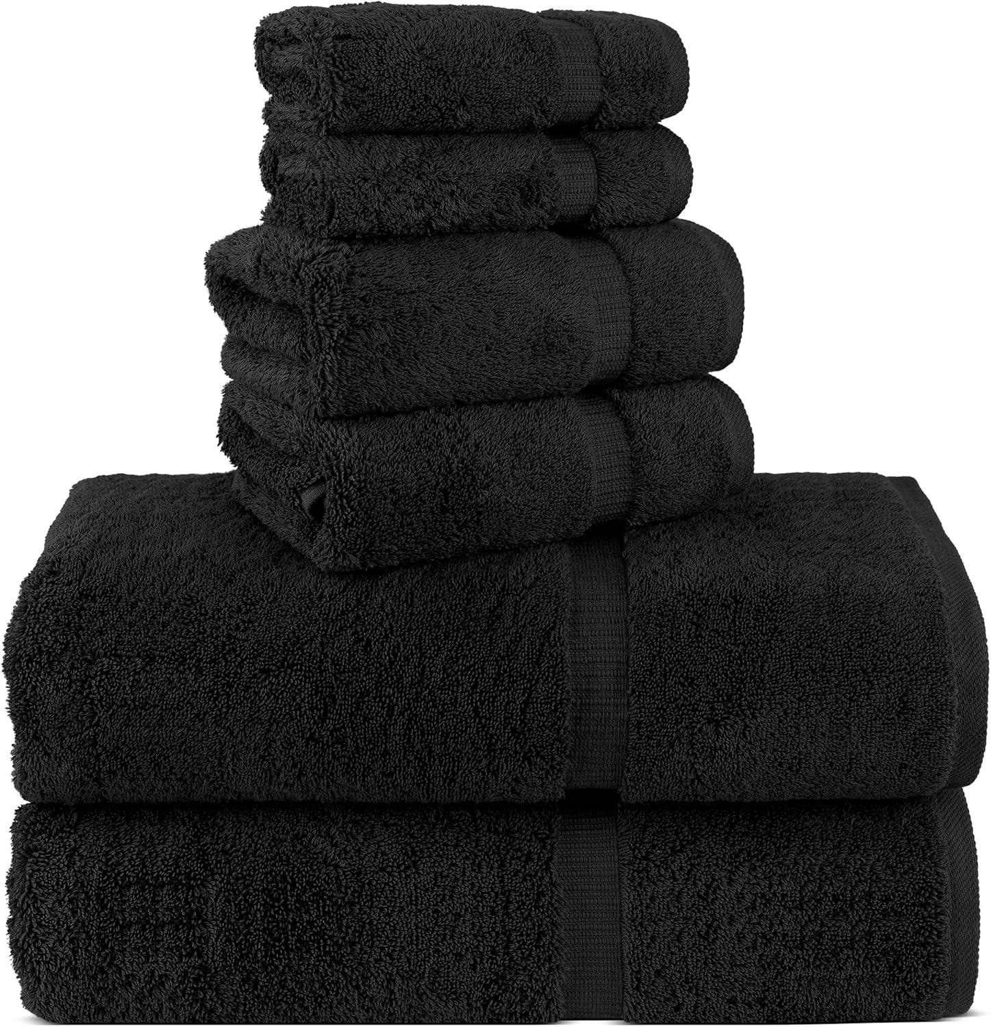 Chakir Turkish Linens 100% Cotton Premium Turkish Towels for Bathroom | 2 Bath Towels - 2 Hand Towels, 2 Washcloths (6-Piece Towel Set, Gray)