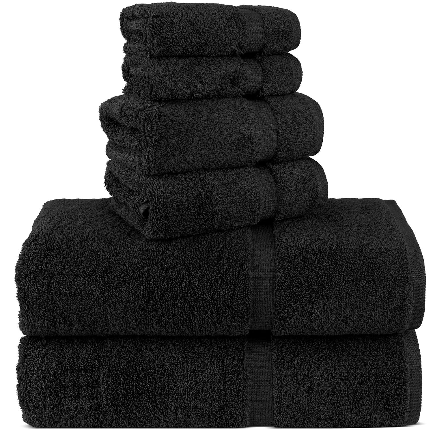 Chakir Turkish Linens 100% Cotton Premium Turkish Towels for Bathroom | 2 Bath Towels - 2 Hand Towels, 2 Washcloths (6-Piece Towel Set, Gray)