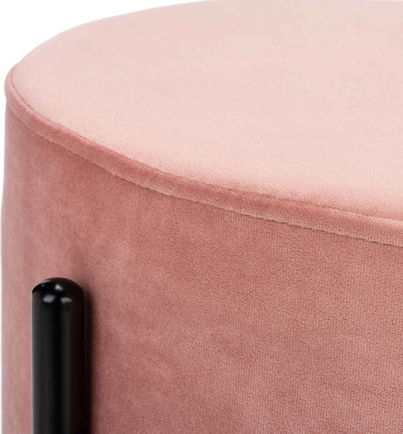 Lisbon Round Ottoman - Dusty Rose/Black - Safavieh