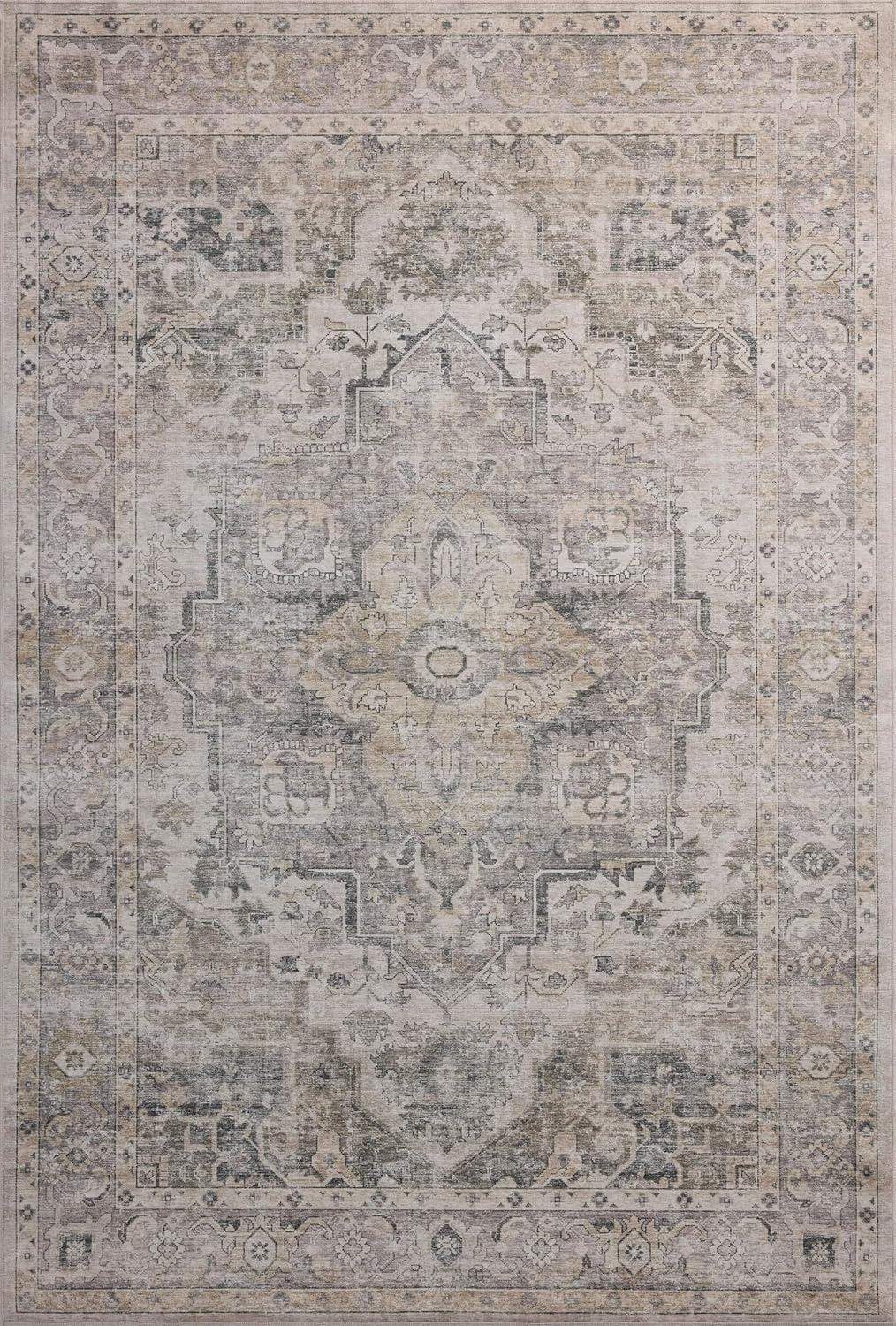 Amber Lewis x Loloi Machine Washable Josie Silver / Natural Area Rug