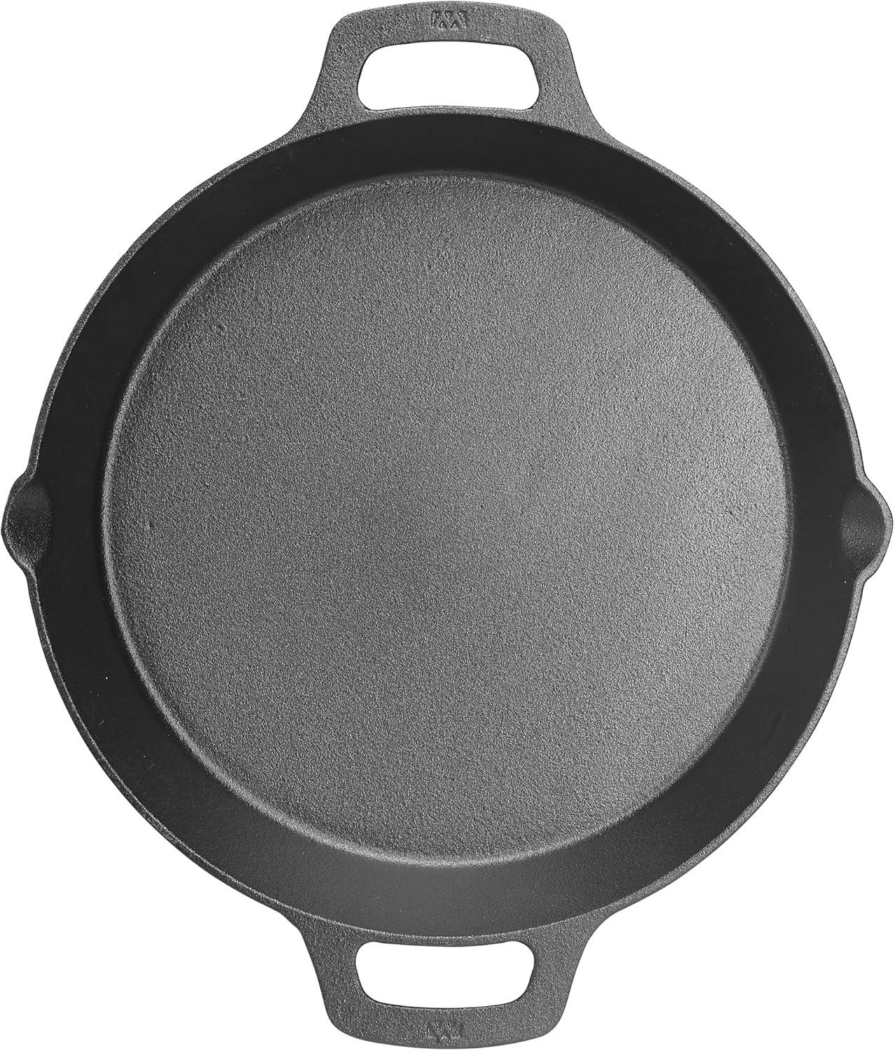 12-Inch Black Cast Iron Round Skillet with Loop Handles