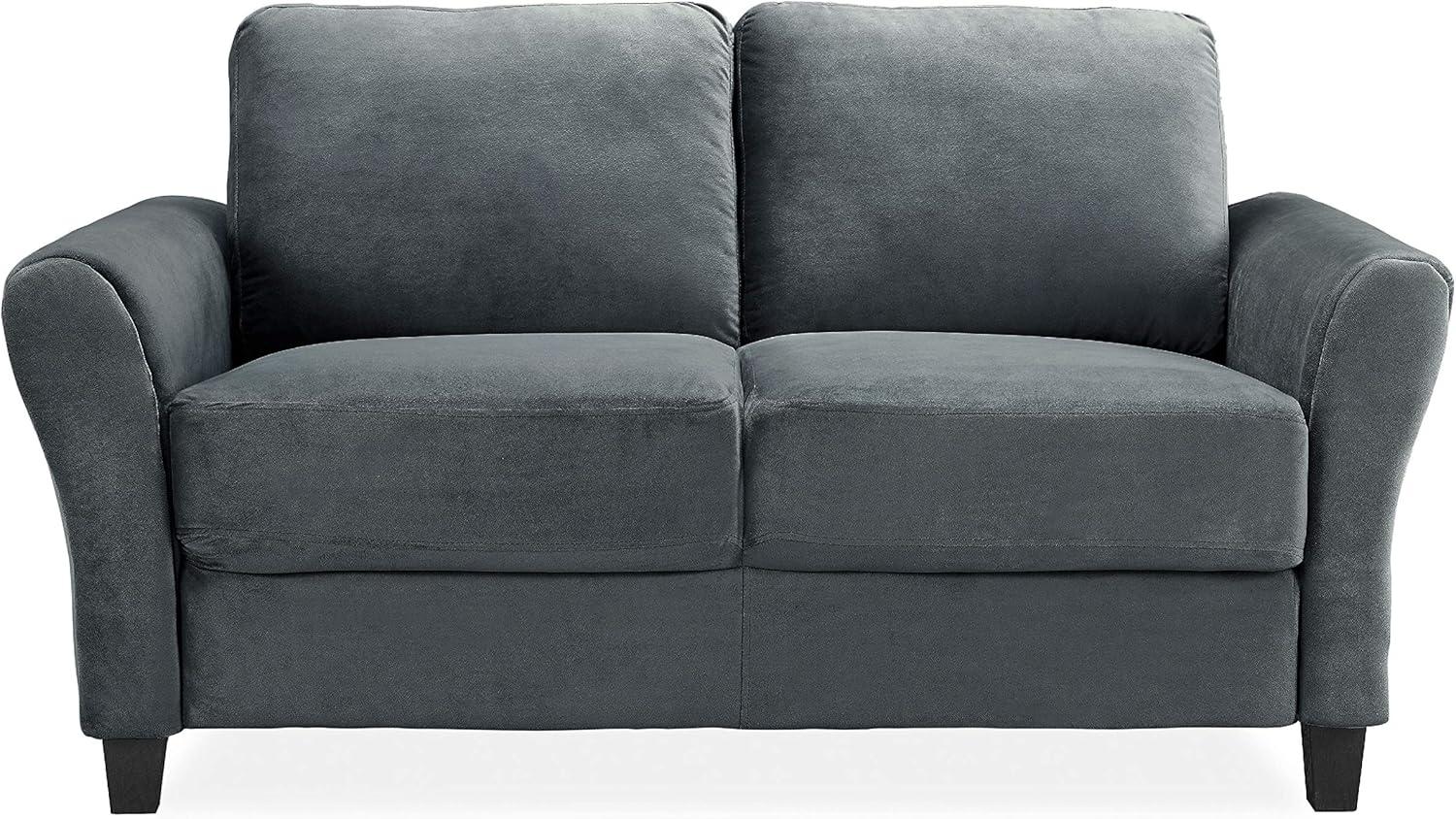 Lifestyle Solutions Alexa Loveseat with Rolled Arms, Gray Fabric