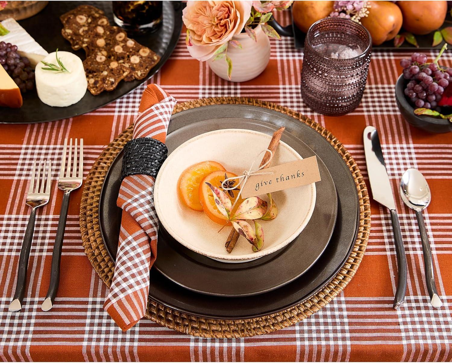 Solino Home Linen Dinner Napkins | Glen Check