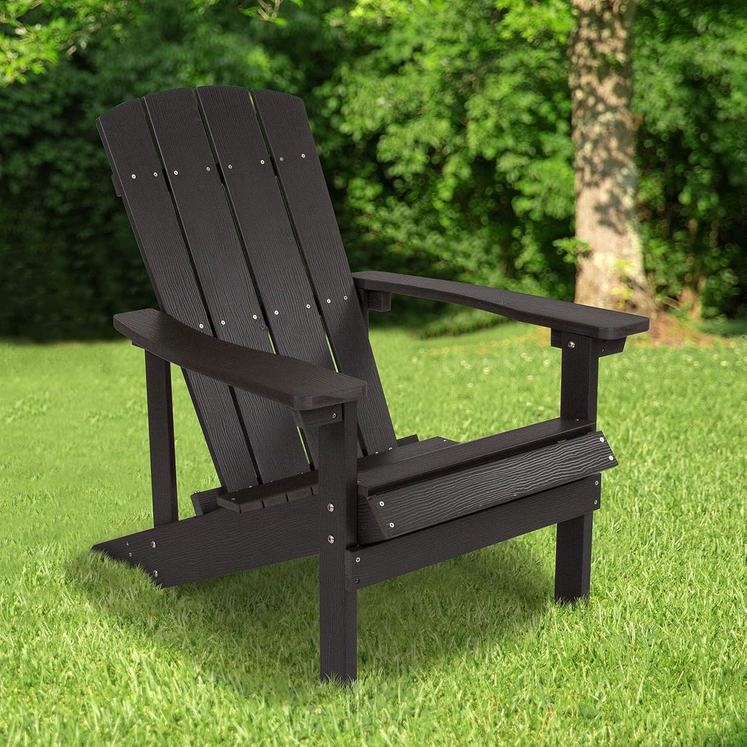 Flash Furniture Charlestown All-Weather Poly Resin Wood Adirondack Chair in Slate Gray