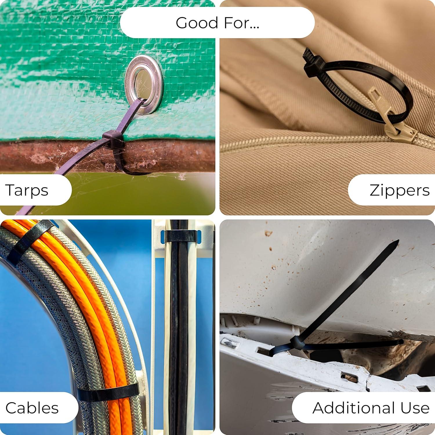 Bolt Dropper Zip Tie Kit 4" 6" 8" Black White 18lb To 50lb Tensile Strength 400 Pack