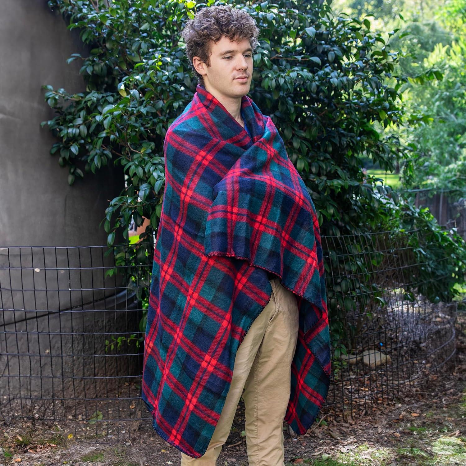 Single Plaid Color 60?L x 50?W Fleece Throw Blanket for Fall, Winter, Spring, Summer, Men, Women, Children & Pets in Red & Green Plaid