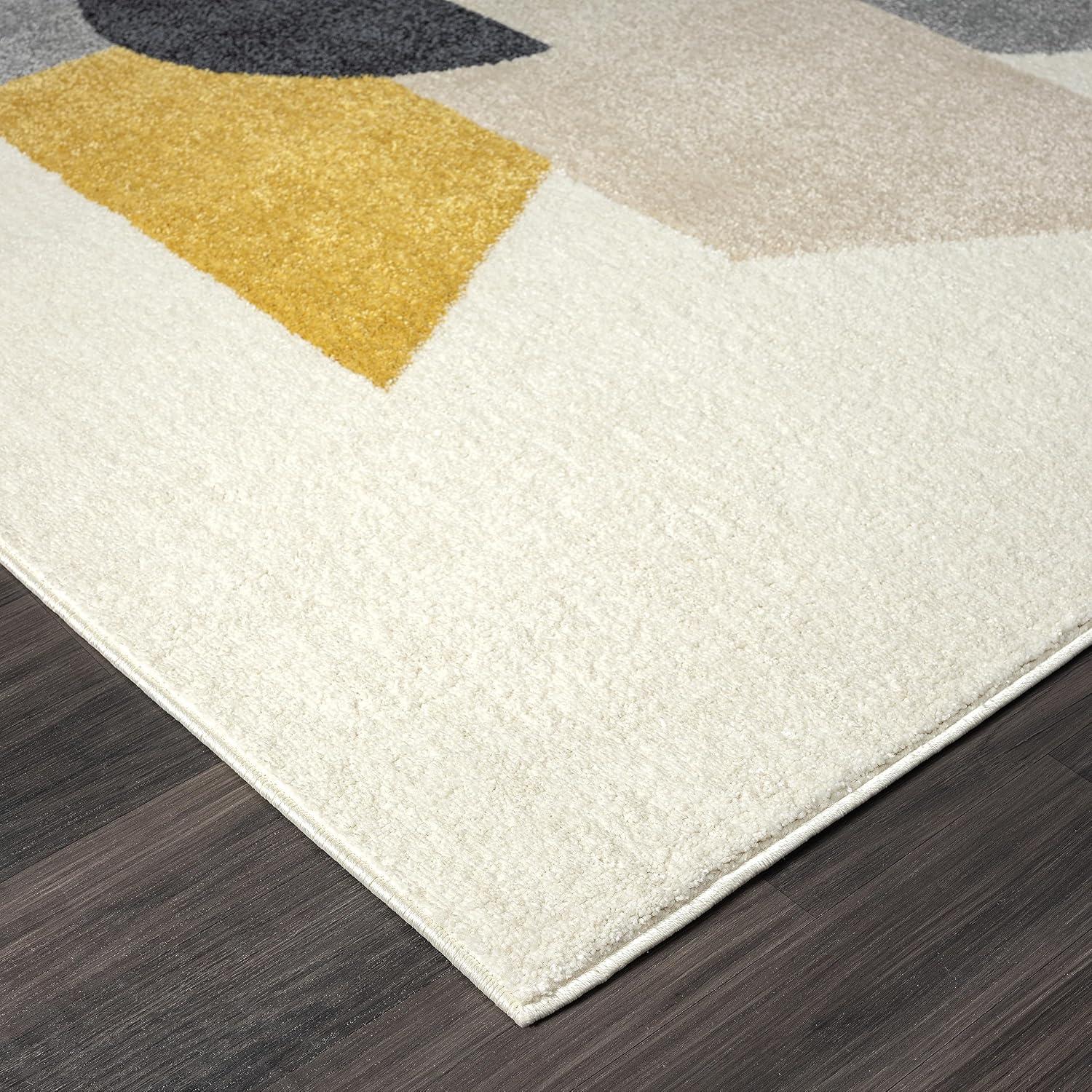 Abani Deco Collection Area Rug Mid Century Modern Bedroom Living Room Decor Floor Rug 6 x 9 Cream Grey