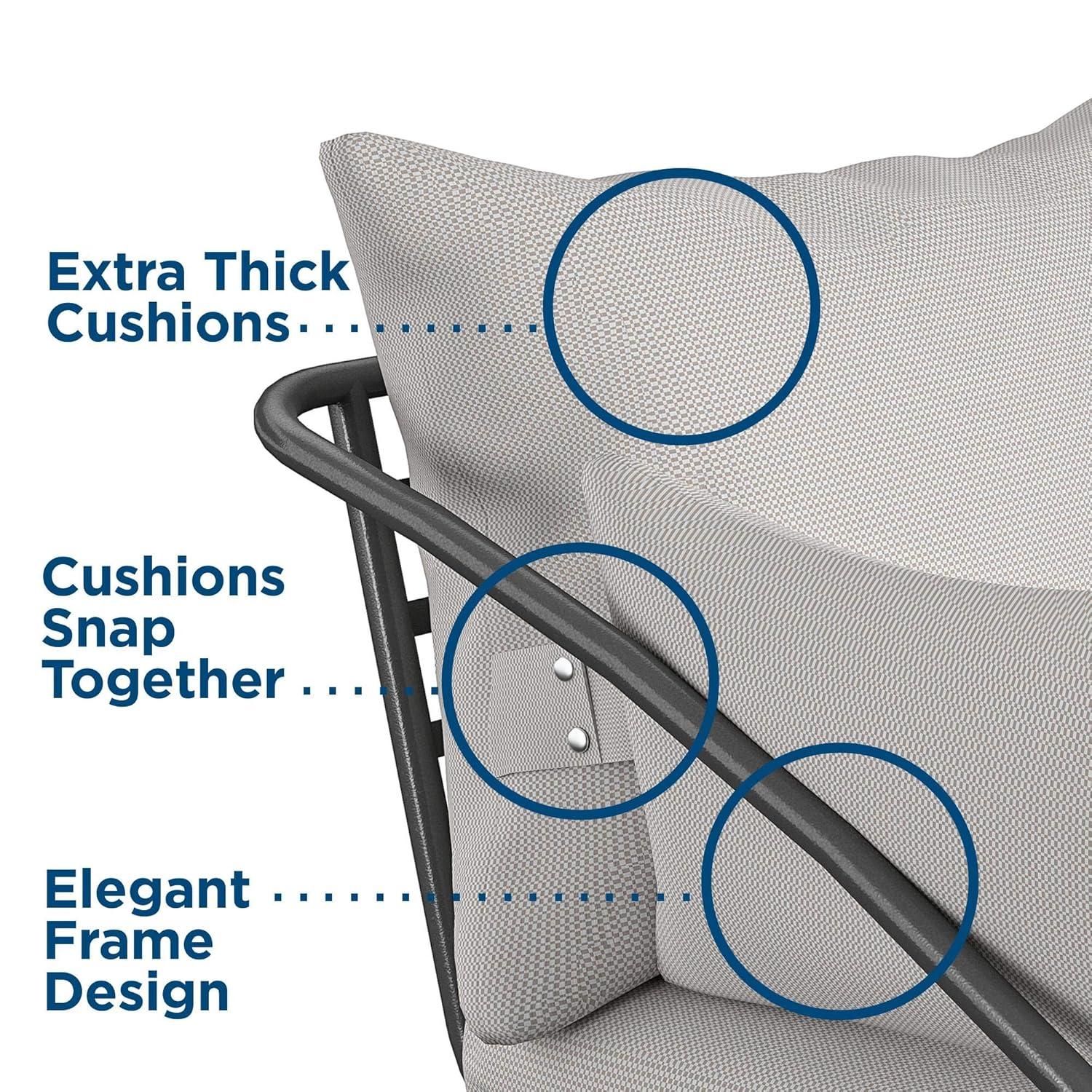 Teddi 2pc Outdoor Lounge Chairs Charcoal - Novogratz: Weather-Resistant Patio Furniture, Steel Frame