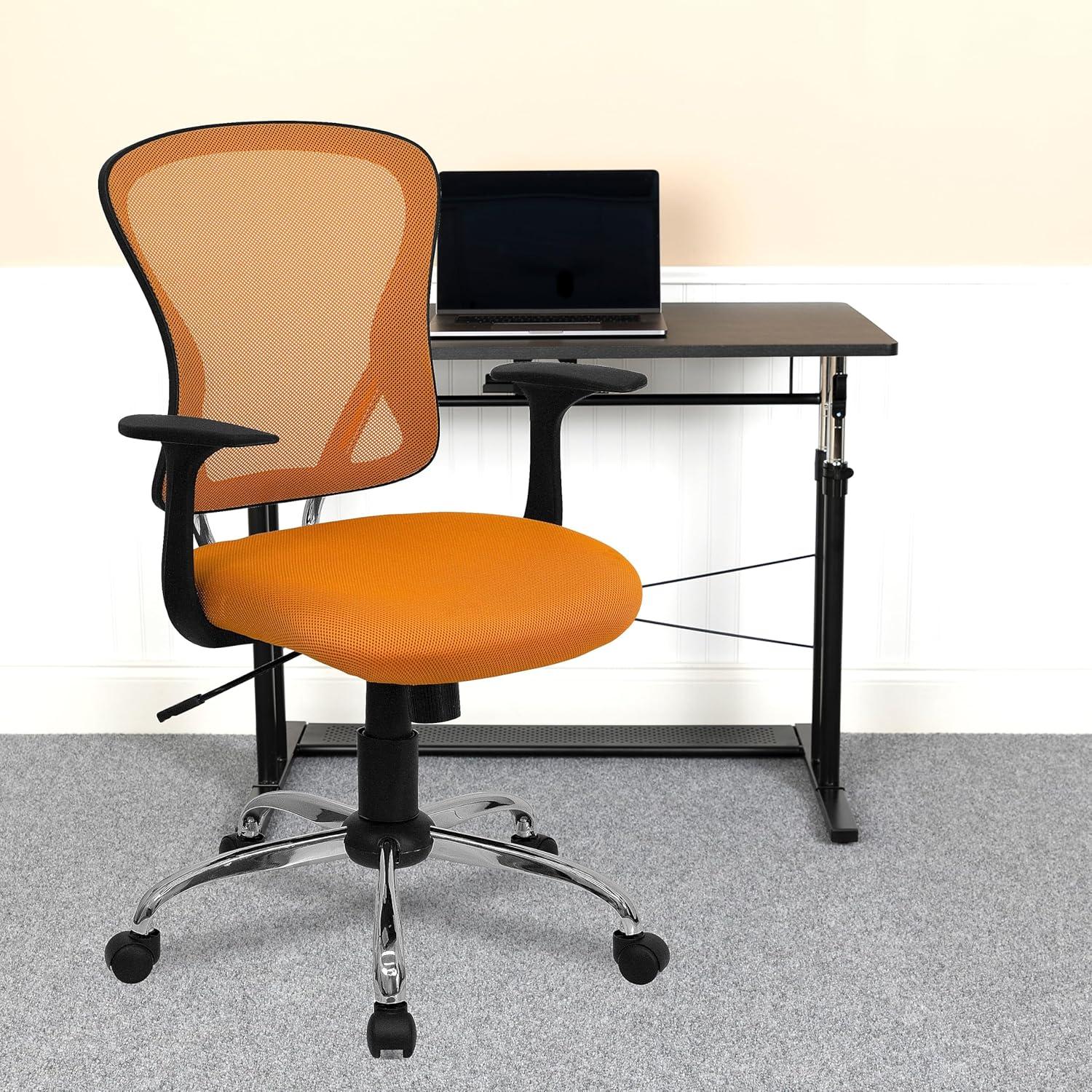 Flash Furniture Mid-Back Mesh Swivel Task Office Chair with Chrome Base and Arms