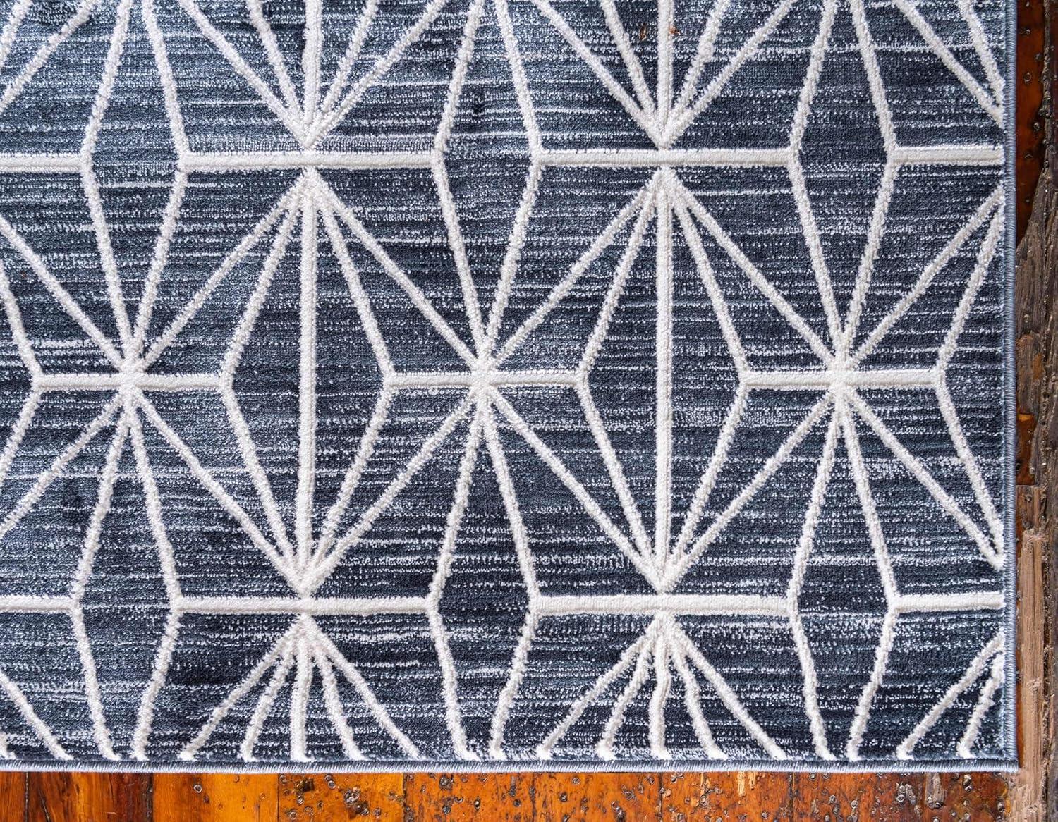 Jill Zarin Uptown Collection Area Rug - Fifth Avenue (8'  x 10' Rectangle Navy Blue/Ivory)
