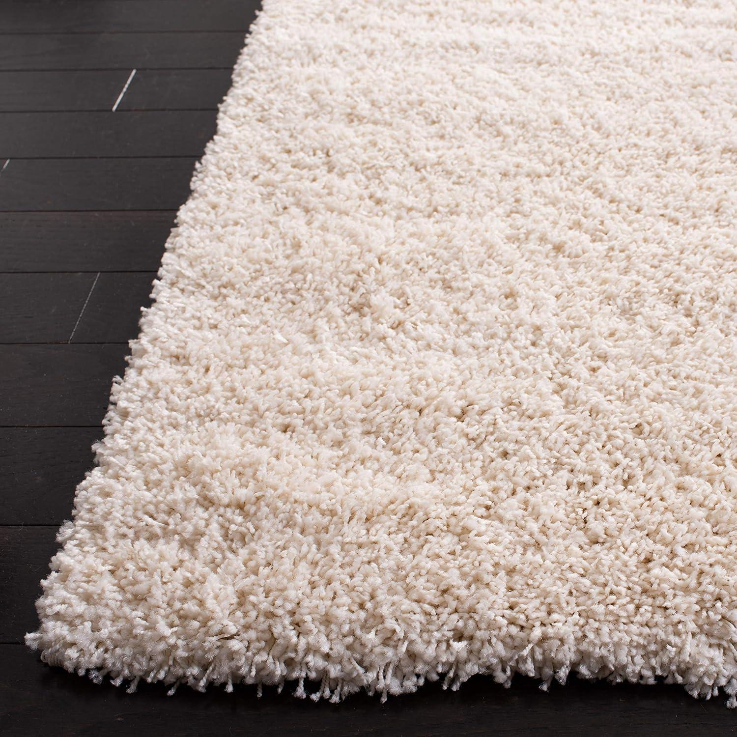 SAFAVIEH California Solid Plush Shag Area Rug, Navy, 8' x 8' Square