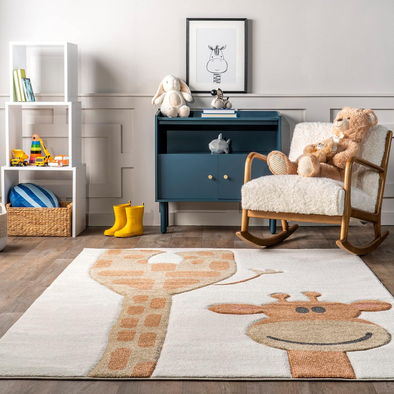 Nuloom Anabell Animal 4x6 Indoor Area Rug for Living Room Bedroom Dining Room Nursery Kitchen, Beige/Ivory