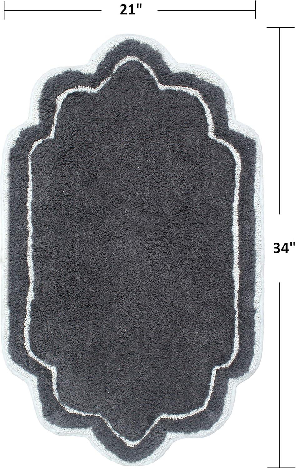 Modern Fluffy Tufted Cotton Bath Mat 21" x 34" in Dark Gray