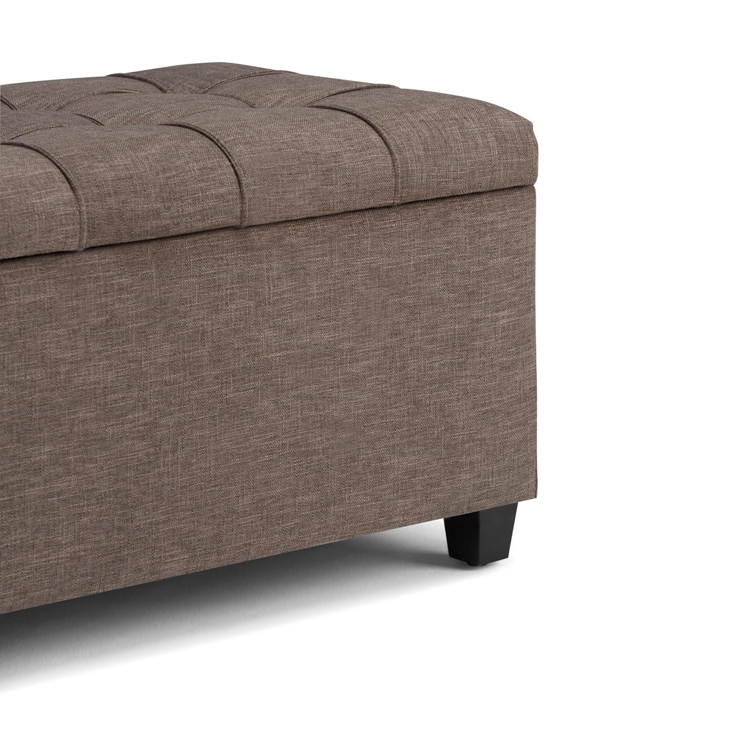 Simpli Home Sienna 33"W Upholstered Storage Ottoman Bench with Lift-Up Tufted Top