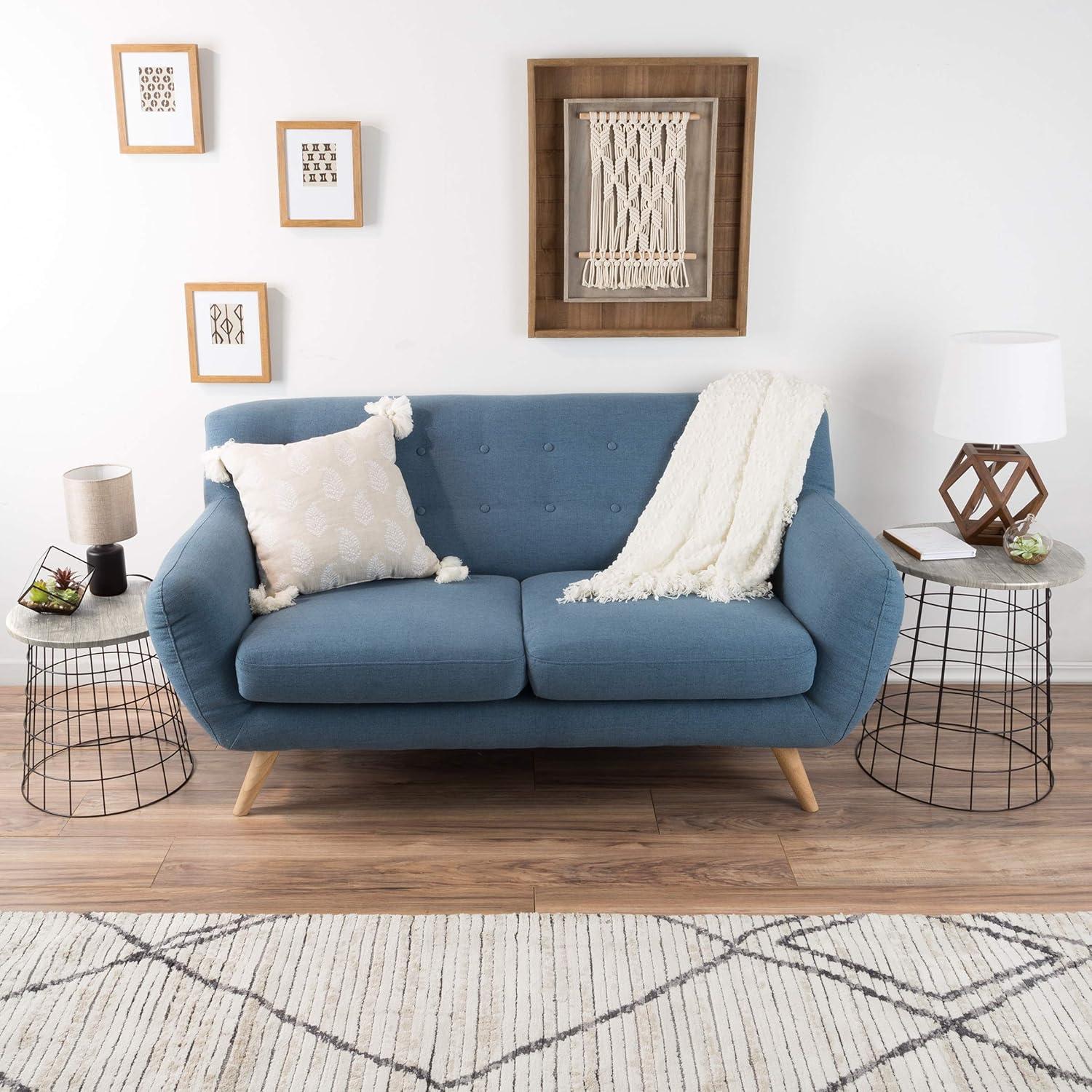 Gray and Black Round Wood and Metal Nesting Tables Set