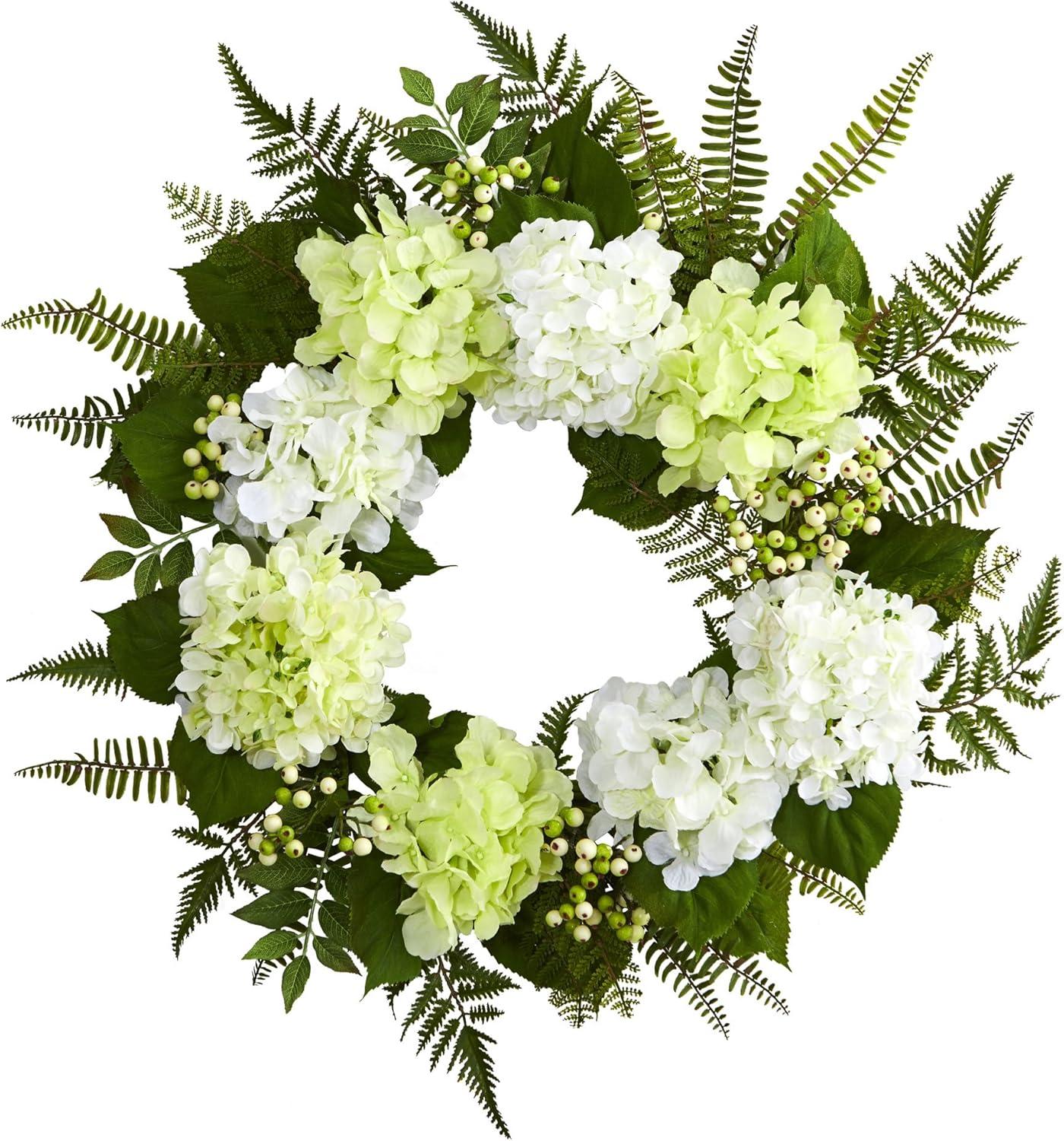 Nearly Natural 24” Hydrangea Berry Wreath