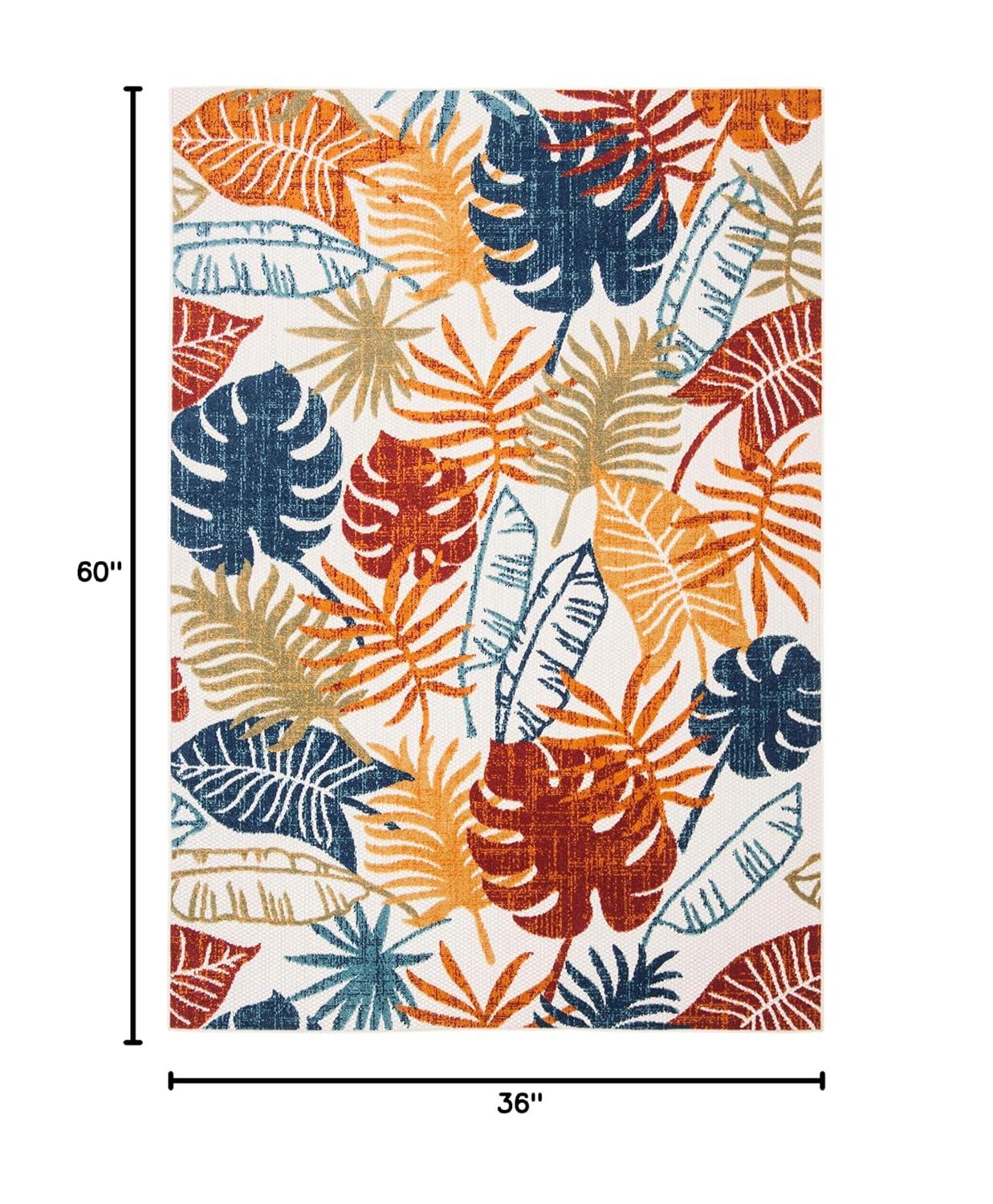 Cabana CBN831 Power Loomed Indoor and Outdoor Area Rug - Creme/Red - 3'x5' - Safavieh.