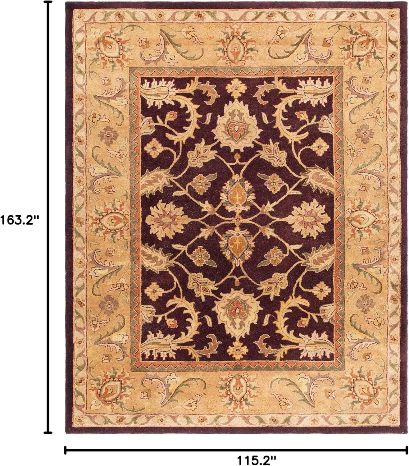 SAFAVIEH Classic Karolina Floral Bordered Wool Area Rug, Dark Plum/Gold, 9'6" x 13'6"