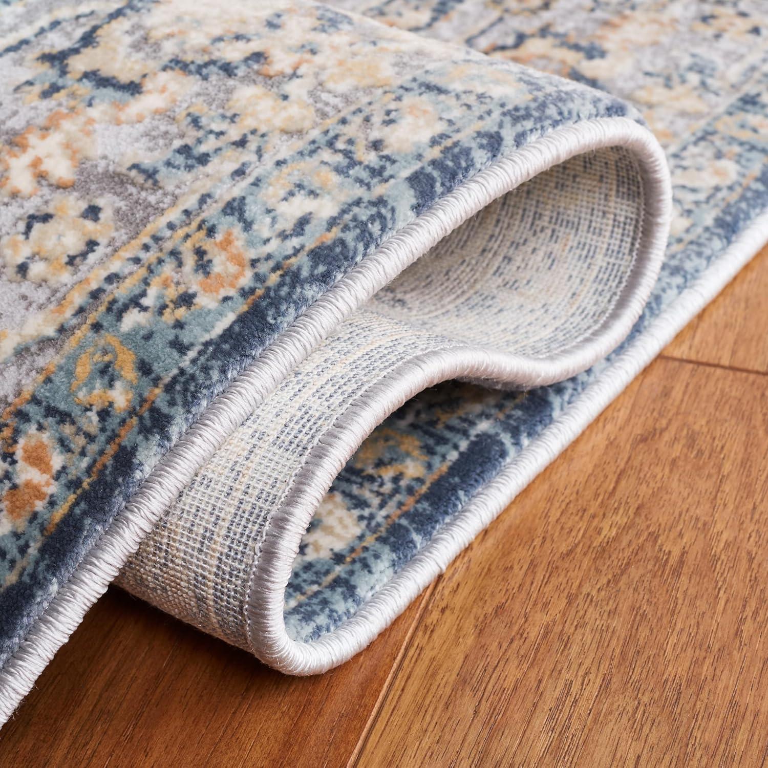 Cosmopolitan 600 CSM684 Power Loomed Indoor Area Rug - Cream/Blue - 9'x12' - Safavieh