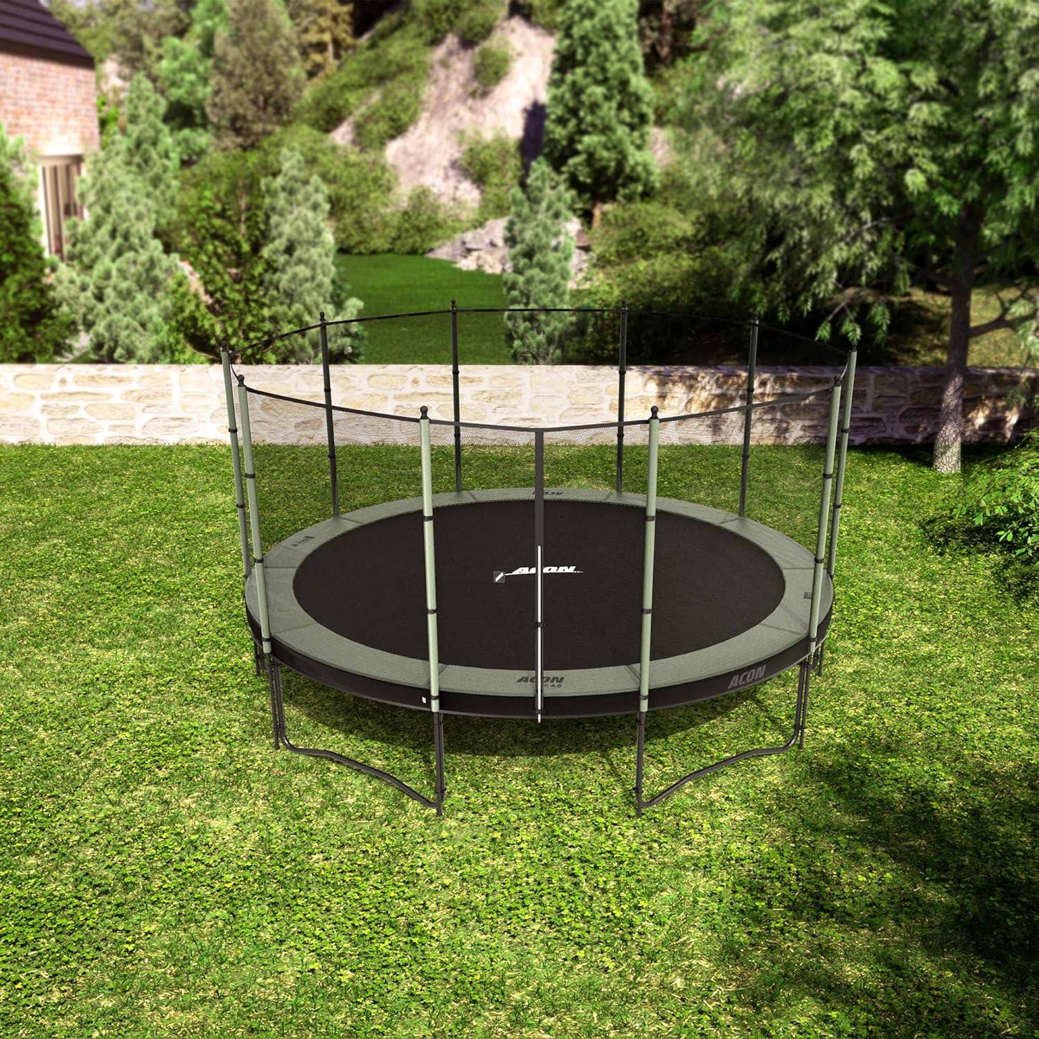 15ft Black Round Trampoline with Safety Enclosure and Ladder