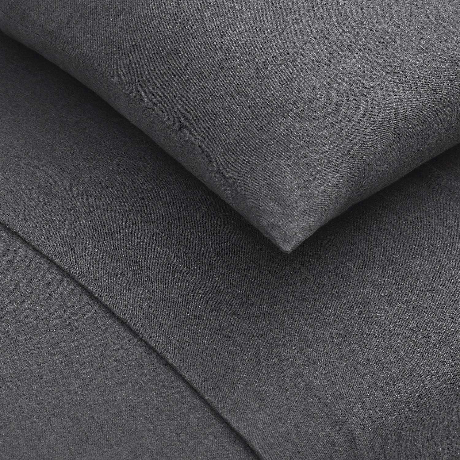 Queen Dark Gray Heather Organic Cotton Jersey Sheet Set