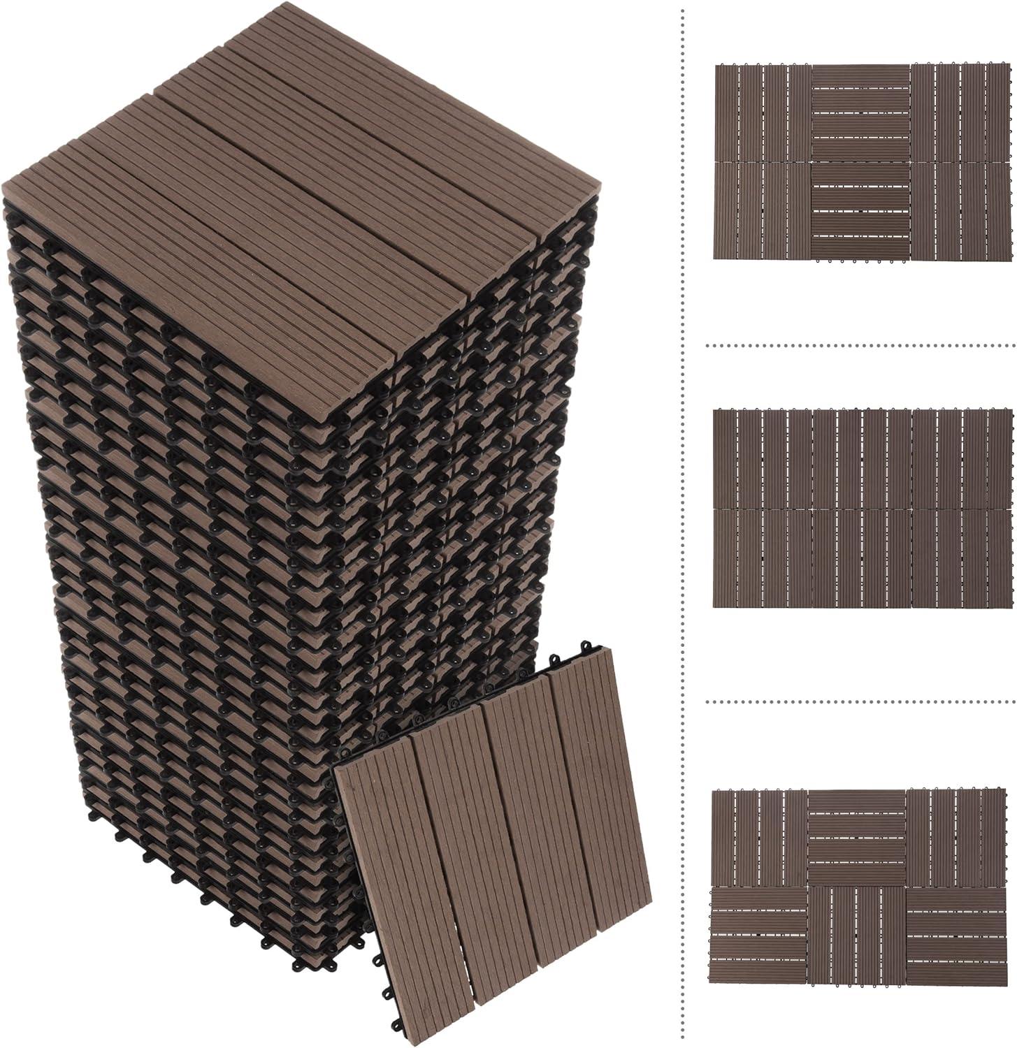 Pure Garden 11.63" x 11.63" Interlocking Deck Tile - Patio Tiles (Set of 30)