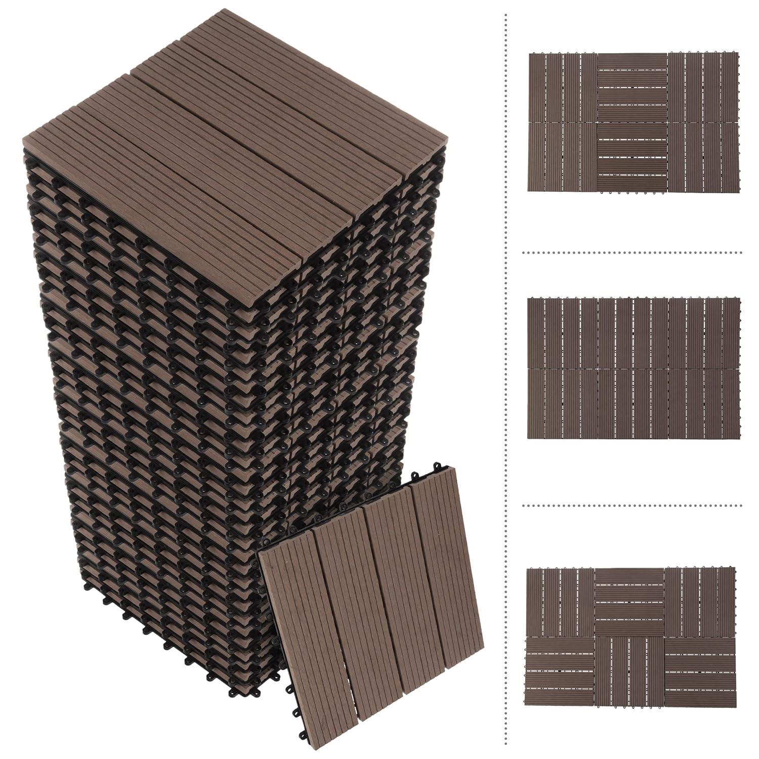 Pure Garden 11.63" x 11.63" Interlocking Deck Tile - Patio Tiles (Set of 30)