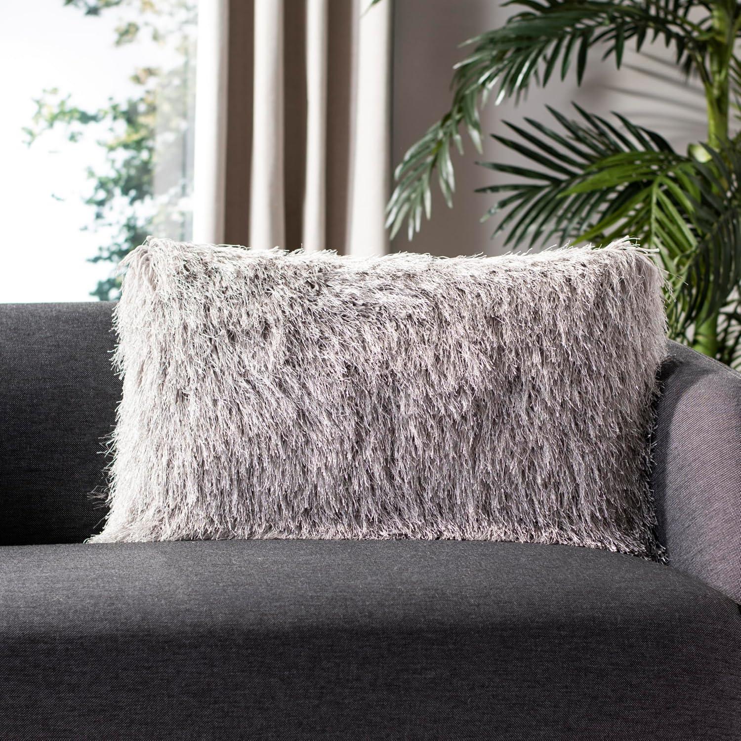 Shag Modish Metallic Pillow - Metallic Silver - 14"X24" - Safavieh
