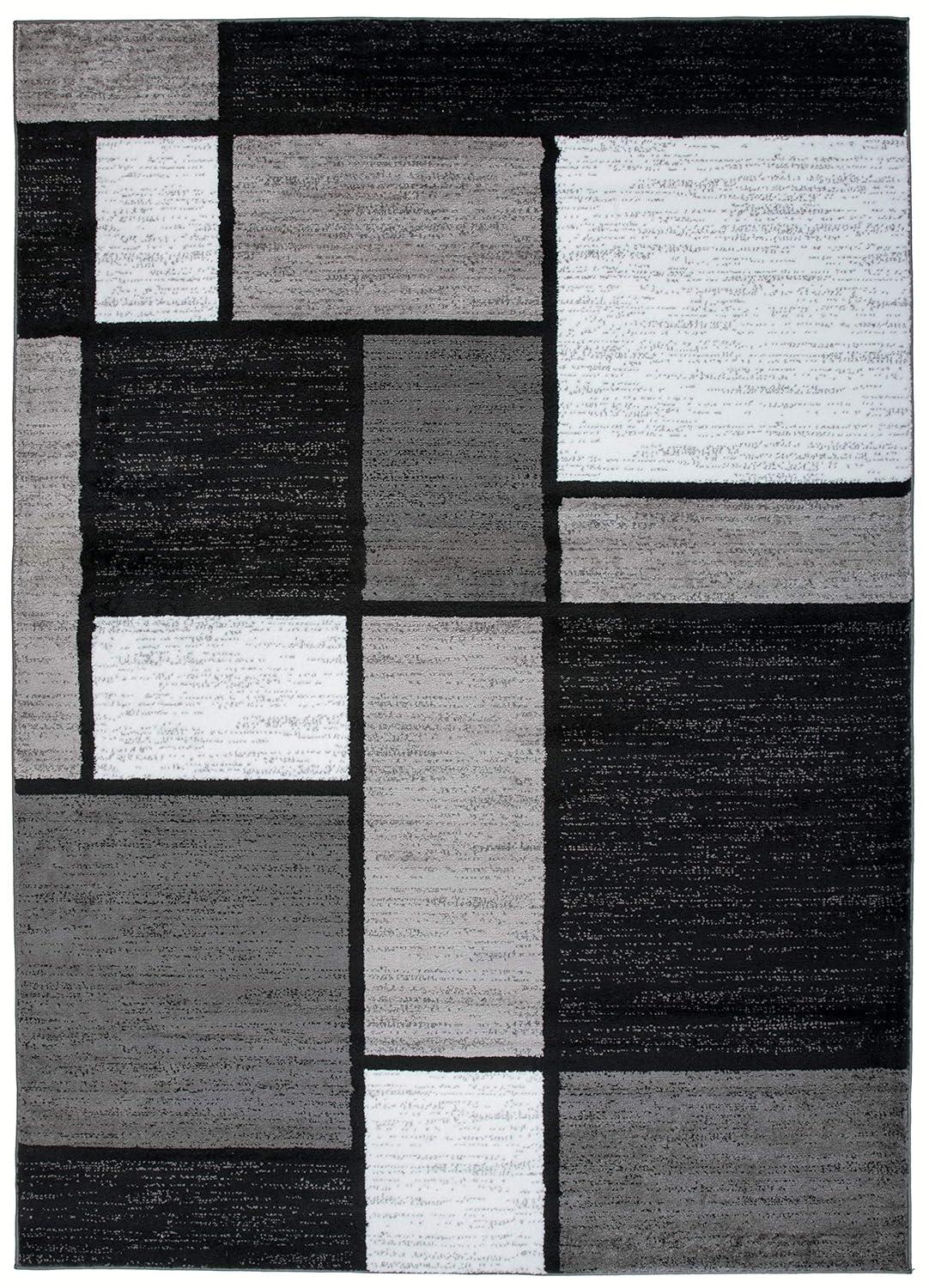 World Rug Gallery Contemporary Modern Boxed Color Block Gray 7'10"x10'2" Area Rug