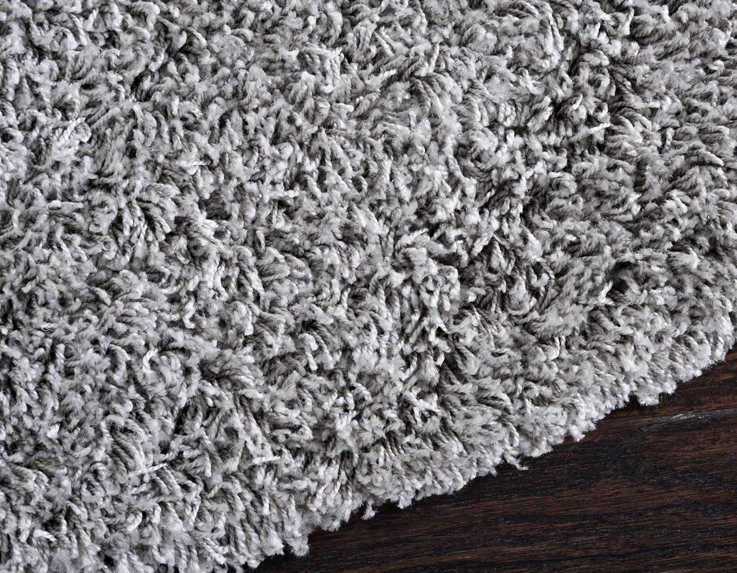 Unique Loom 8' 0 x 8' 0 Round Solid Shag Cloud Gray Area Rug