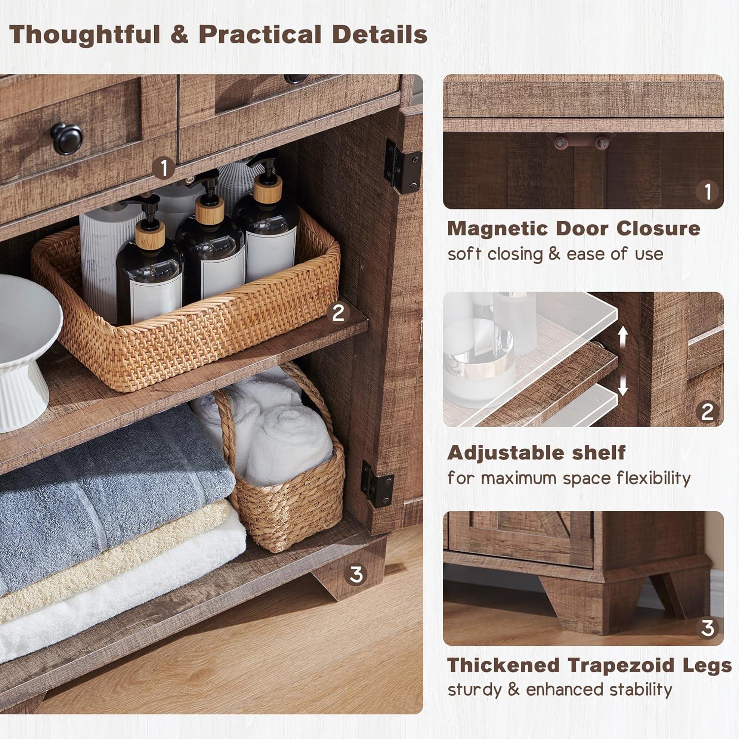 Rosalind Wheeler Bathroom Floor Cabinet, 24 Inch Wide Bathroom Cabinet