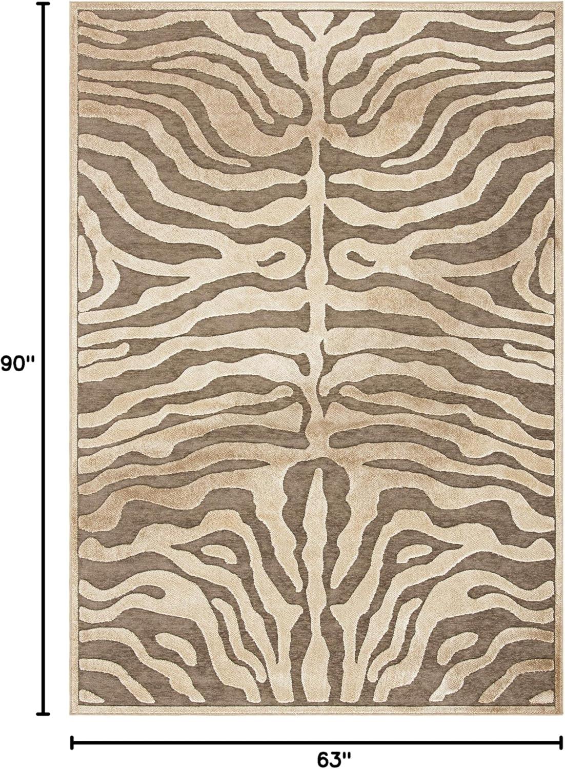 Paradise PAR83 Power Loomed Area Rug - Creme/Brown - 5'3"x7'6" - Safavieh.