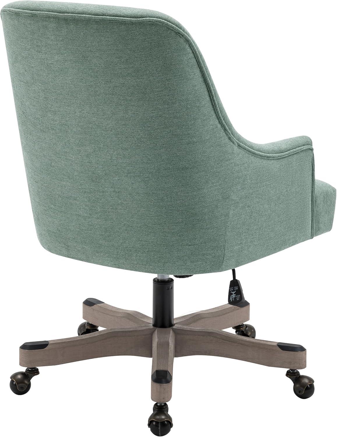 Bradwell Office Chair in Mint Fabric -Rustic Wood Base-Semi Asm