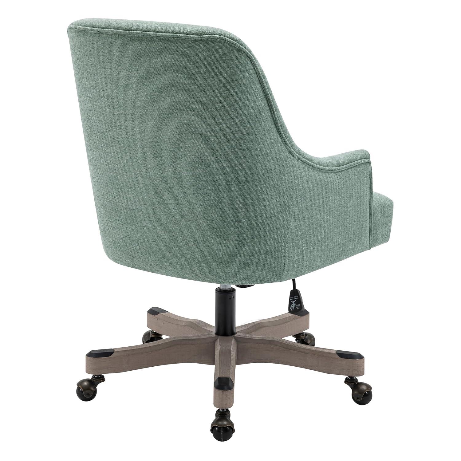 Bradwell Office Chair in Mint Fabric -Rustic Wood Base-Semi Asm