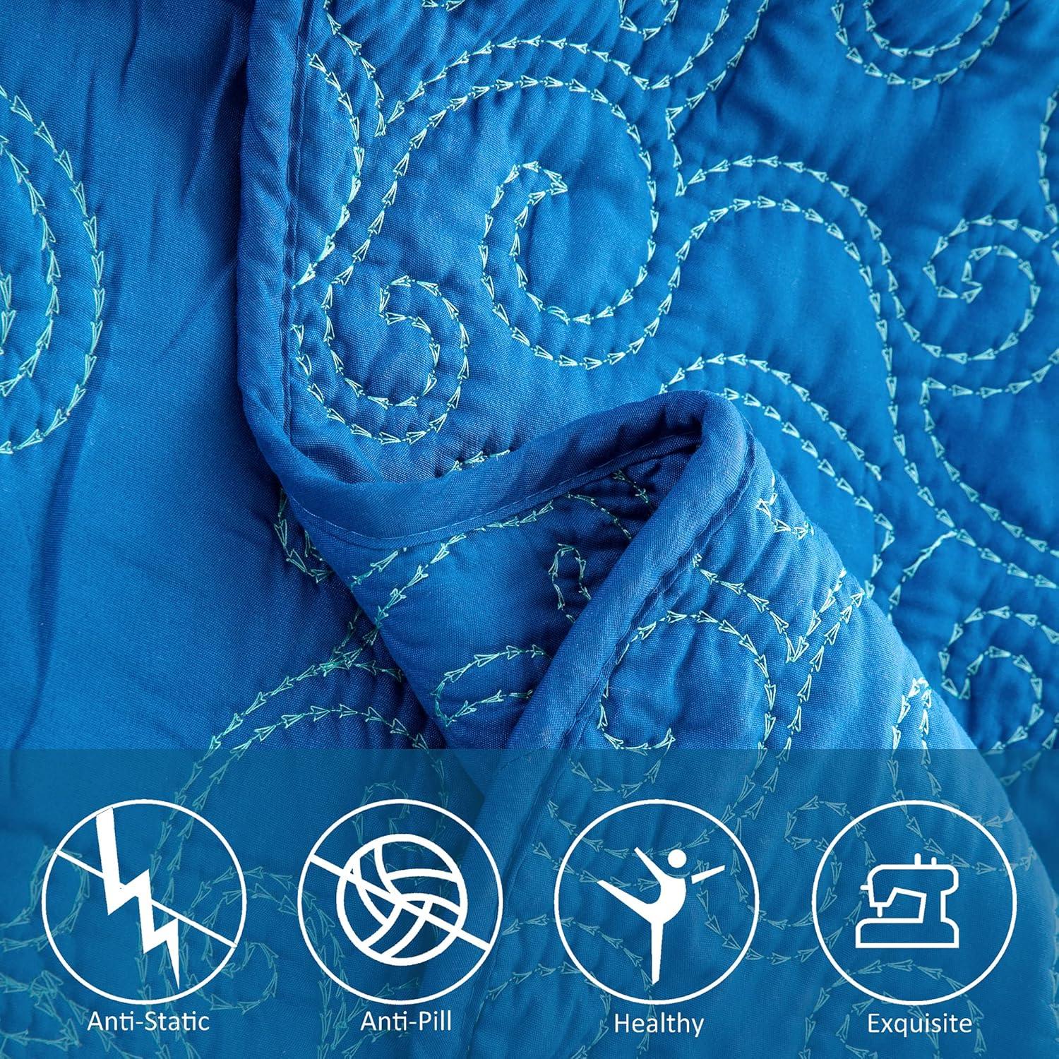 Home Soft Things 4 Piece Damask Embroidery Bedspread Set