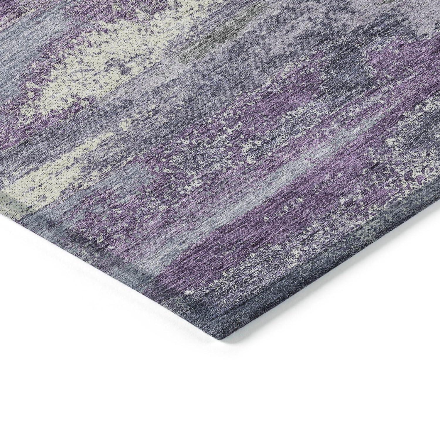 Purple Abstract 3' x 5' Machine Washable Indoor Outdoor Rug