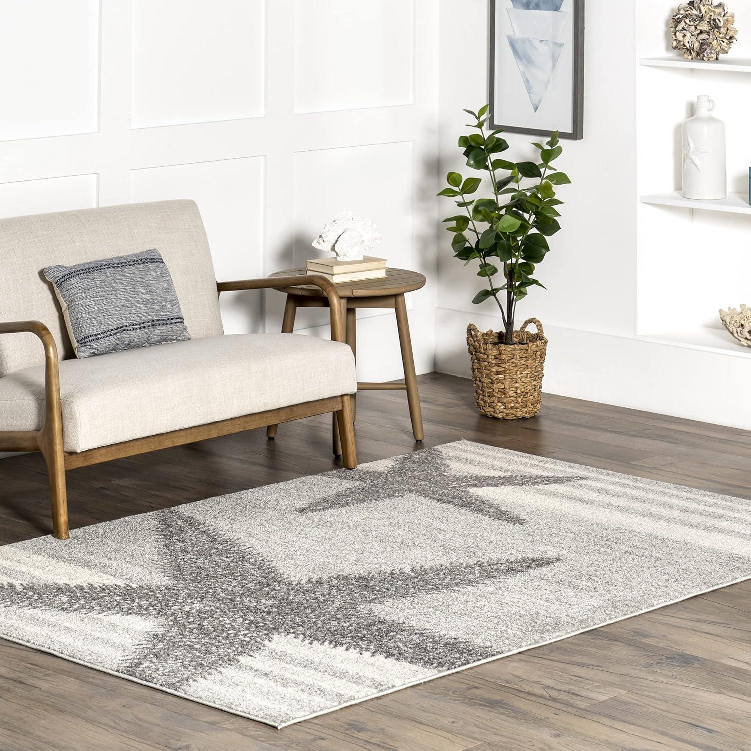 Nuloom Starfish Animal Print 4x6 Indoor Area Rug for Living Room Bedroom Dining Room Kitchen, Grey/Blue