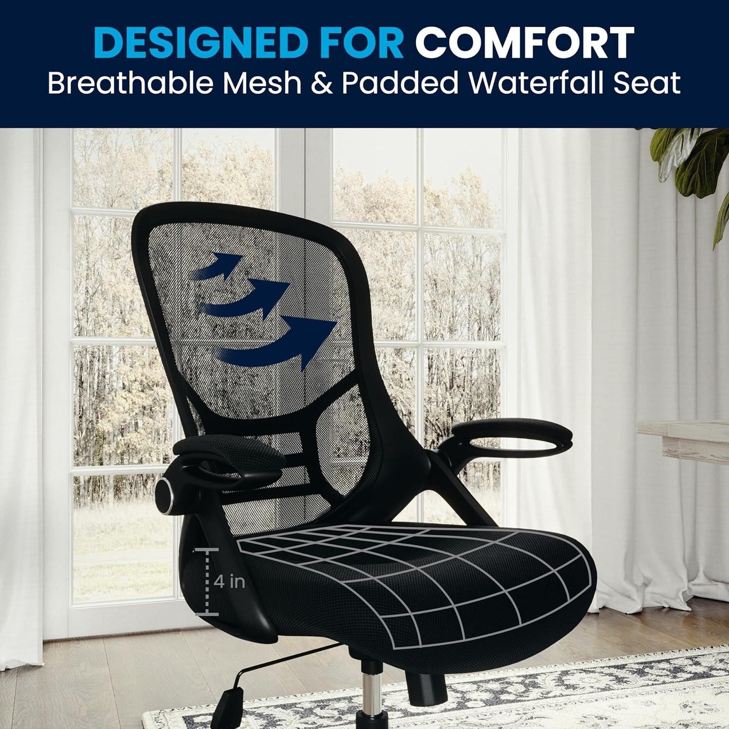 Ergonomic High-Back Black Mesh Swivel Office Chair with Adjustable Arms