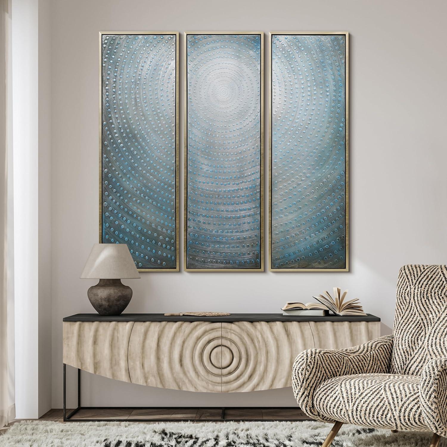 Empire Art Direct Concentric Textured Metallic Hand Painted Triptych Wall Art, 60" x 20" x 1.5", Ready to Hang