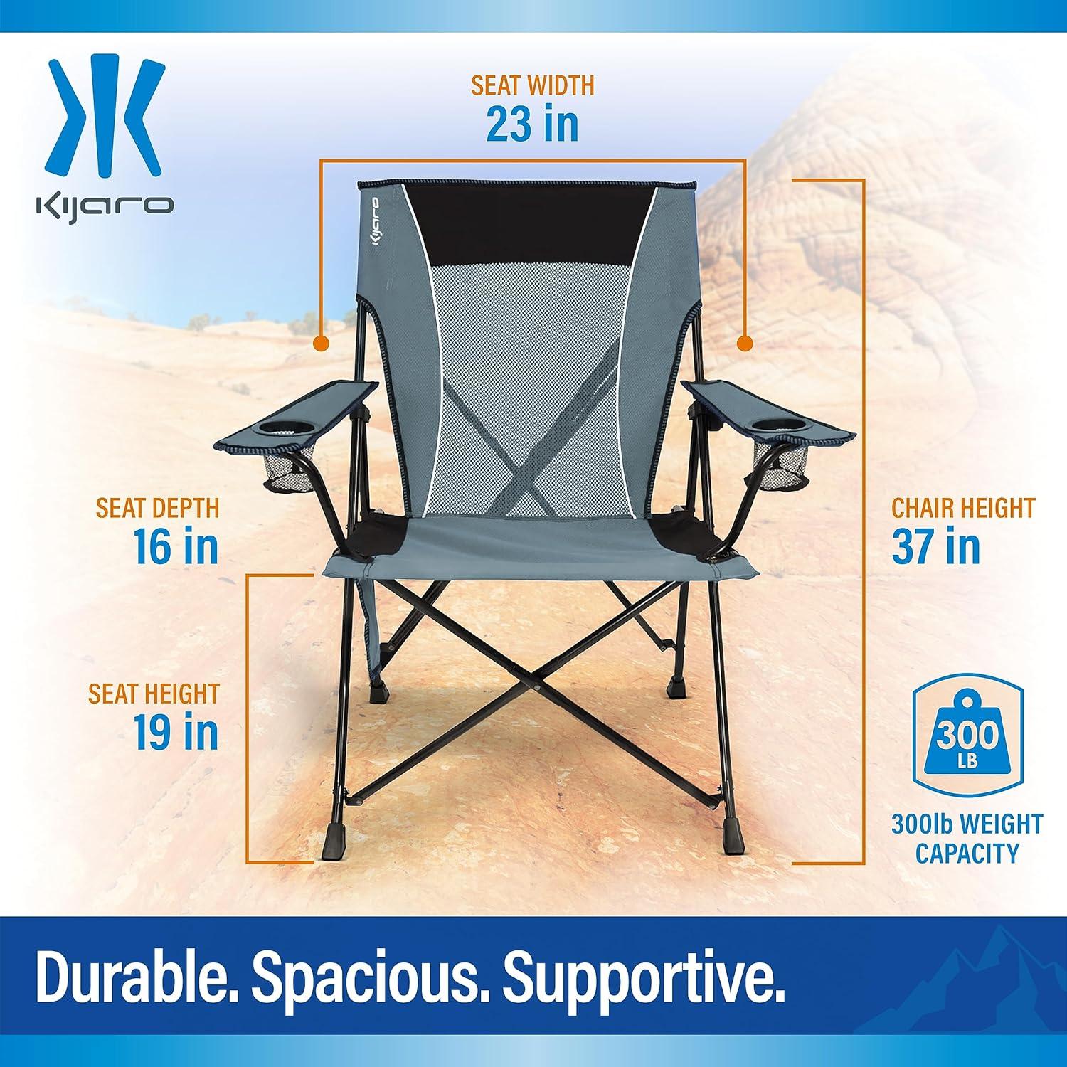 Gray Mesh and Alloy Steel Outdoor Camping Chair with Cup Holders