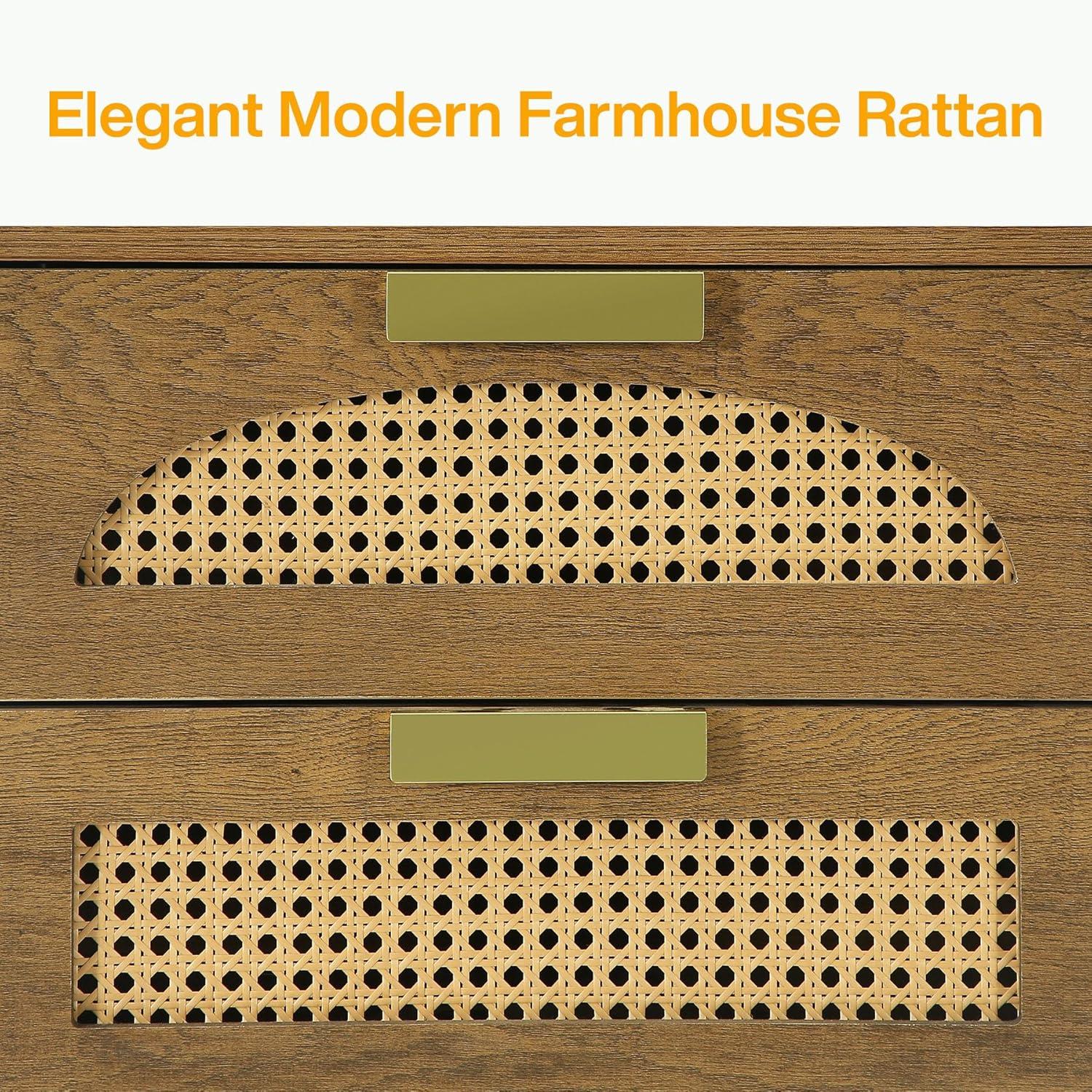 Tribesigns Mint Green Nightstand, 3-Drawer Rattan Night Stand Side Table, Accent Bedside Tables End Table for Bedroom and Small Spaces, Easy Assembly (1, Green)